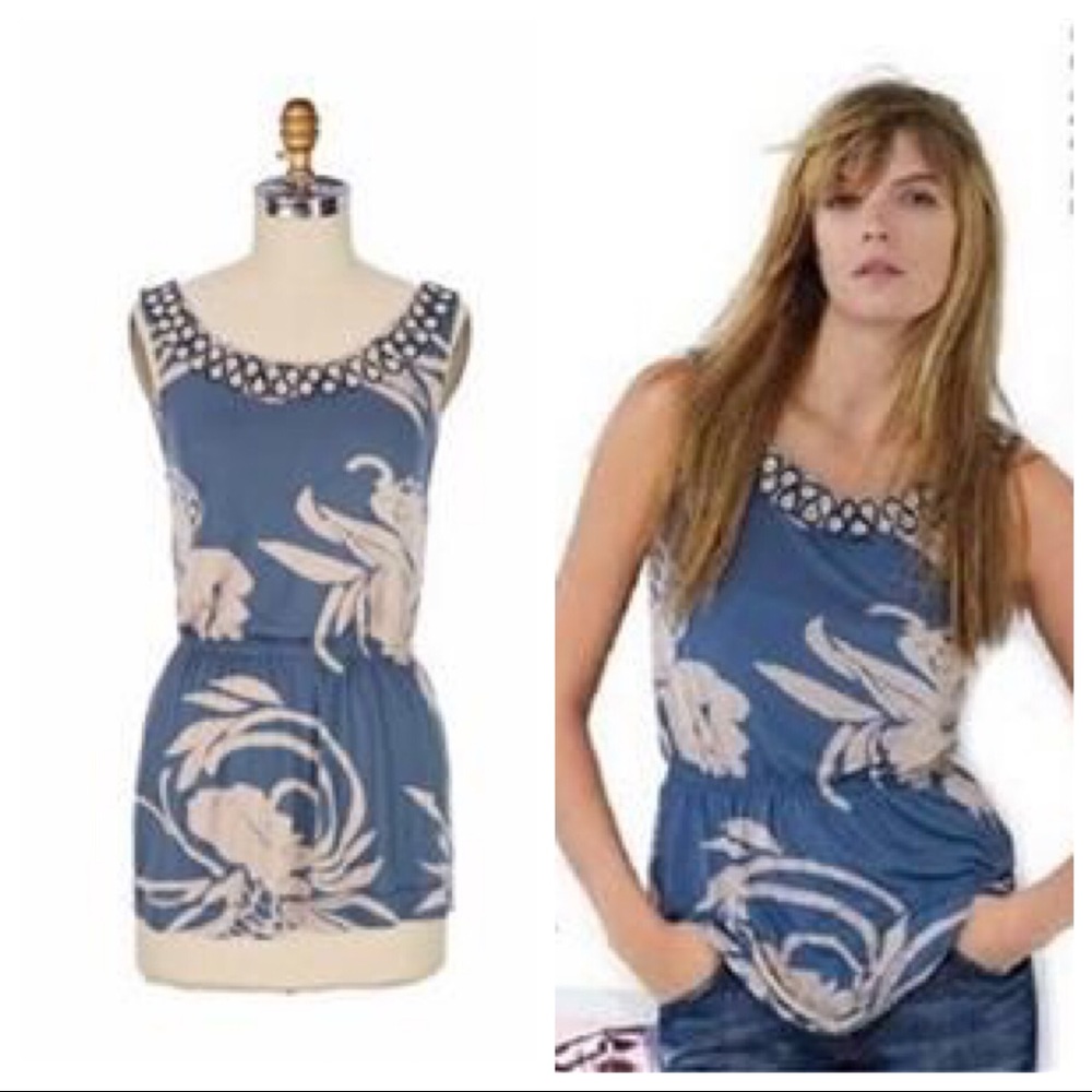 Anthropologie Ric Rac Button Embellished Top